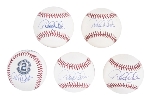 Lot of (5) Derek Jeter Signed OMLB Baseballs from the Willie Randolph Collection (Randolph LOA & Beckett PreCert)